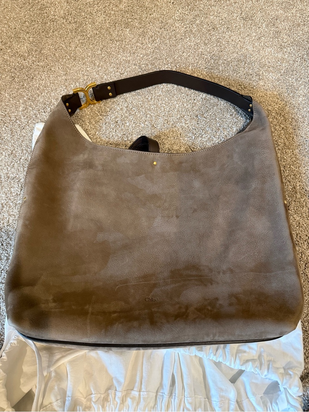 LIKE NEW Chloé Marcie Suede Hobo Bag in flannel grey - Picture 6 of 8